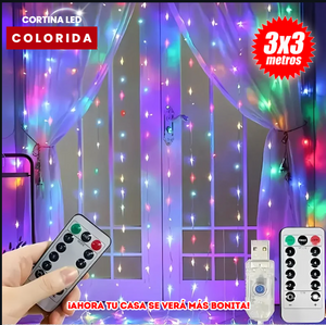 CORTINA DE LUCES 3X3 CALIDA Y MULTICOLOR METROS CON CONTROL